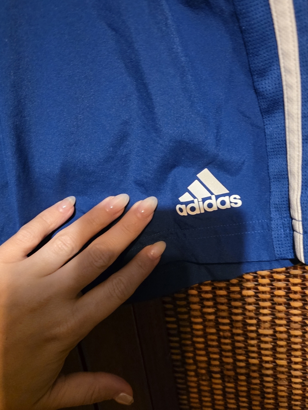 adidas Mens Royal Blue Athletic Shorts with White Stripes EUC Worn Once Large - Picture 2 of 4